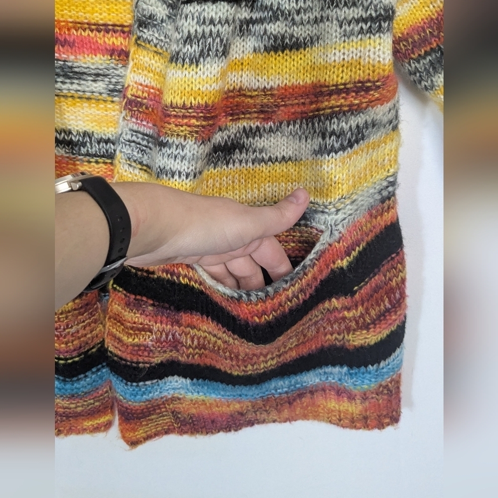 Multicolor with black stripes open cardigan sweater - size m - Picture 2 of 6